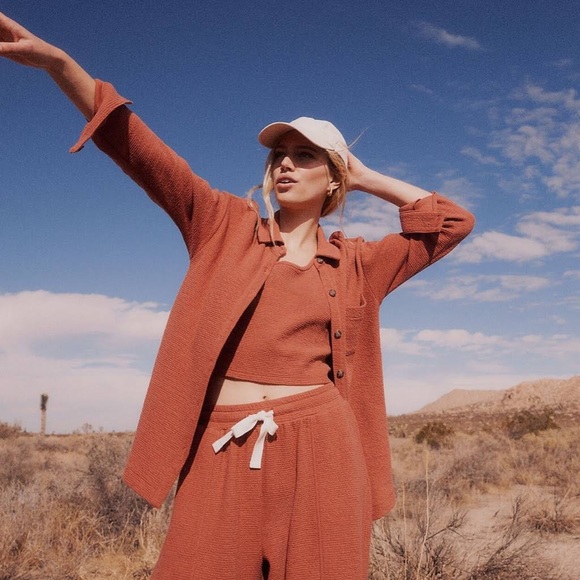 Madewell Waffle Knit Shacket in Terracotta - Picture 2 of 6